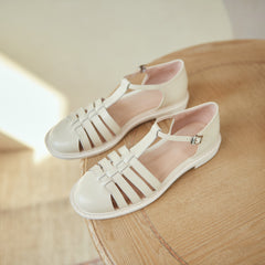 Leather Fisherman Braided Flat Sandals Closed Toe