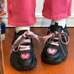 Fashionable Platform Daddy Black Sneakers