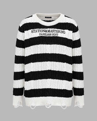 Aethre Cable Knit Striped Jumper
