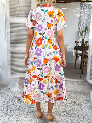 Dahlia Bloom Button-Up Midi Dress