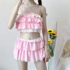 Kawaii School Girl Ruffle Swimsuit Swimwear