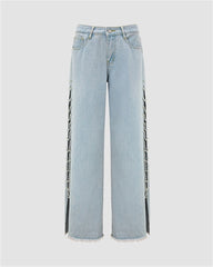 Metal Chain Slit Denim Jeans