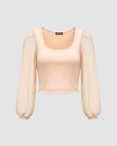 Rayelyn Scoop Neck Mesh Cropped Top