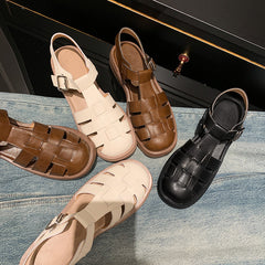 Leather Fisherman Sandals Closed Toe