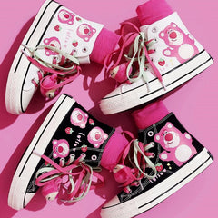 Teenagers Cute Bear High-top Canvas Shoes