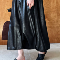 Drape A-line Sleeveless PU Long Dress