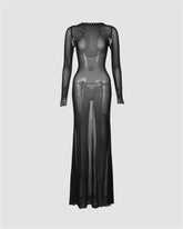 Backless Bandage Mesh Maxi Dress