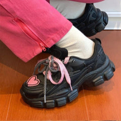 Fashionable Platform Daddy Black Sneakers