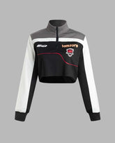 I Am Sure Cropped Racer Jacket