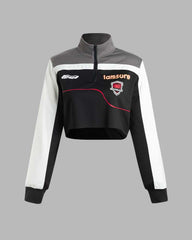 I Am Sure Cropped Racer Jacket