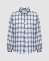 Suthmeers Puff Sleeves Plaid Shirt