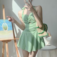 Soft Girl Aesthetic Hanging Neck Halter Swimsuit