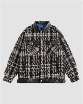 Coarse Plaid Pattern PU Jacket