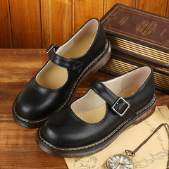 Old-fashioned Retro Mary Jane Leather Shoes