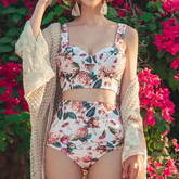 Summer Camisole Printing Swimsuit Push-Up Bikini Set Beachwear