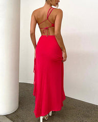 Hysteria Cut Out Asymmetric Ruffle Dress