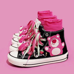 Teenagers Cute Bear High-top Canvas Shoes