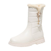 Cute Big Kids Girls Snow Warm Boots Side Zipper Flat Boots