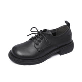 Flat Retro Genuine Leather Casual Loafers Lace-up Shoes