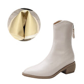 Ankle Boots Pointed Toe Solid Color Back Zipper Comfortable Boots