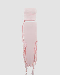 Pinky Ruffled Skirt Coord Set