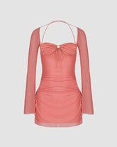 Pearly Blush Halter Bodycon Dress