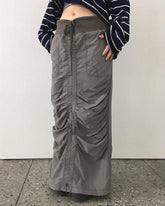 Jagged Ruffle Maxi Cargo Skirt