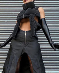 Punk Standing Collar Sleeveless Coat