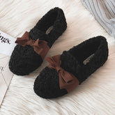 Bow Winter Warm & Soft Plush Fur Loafers Shoes