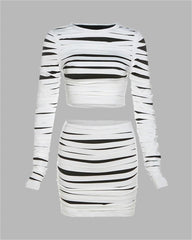 Ripped Contrast Long Sleeve Coords