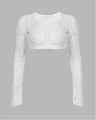 Hollow Out Crochet Crop Knit Top
