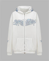 Love Star Rhinestone Zip Hoodie