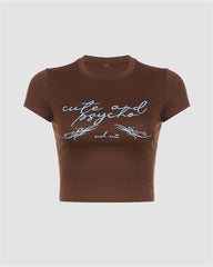 Italic Printed Casual Top