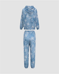 Denim Printed Patch Tracksuit Coord Sets