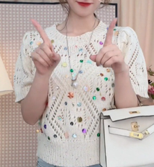 Thrill Seeker Sequin Sleeve Knit Top