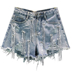 Denim Shorts Tassels Jean Shorts