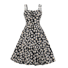 Summer Daisy Vintage Spaghetti Strap Dress