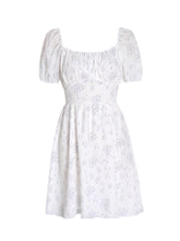 Summer Short-Sleeve Cutout Floral Print Mini A-Line Dress