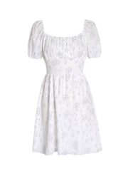Summer Short-Sleeve Cutout Floral Print Mini A-Line Dress
