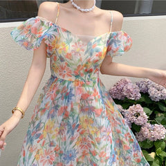 Off-Shoulder Summer Vacation Beach Floral Long Dress