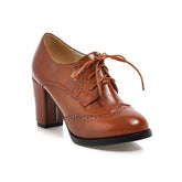 Oxford Shoes for Lace-up Chunky Dress Pump Shoes