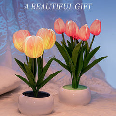 Led Simulation Tulip Night Light with Vase Table Lights
