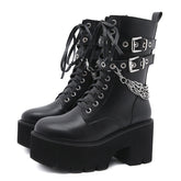 Metal Chain Buckle Strap Platform Boots