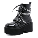 Metal Chain Platform Zipper Boots