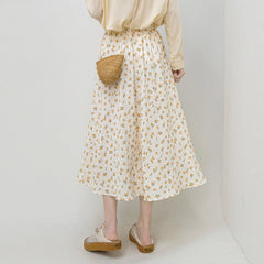 Spring Summer Floral High Waist Skirt