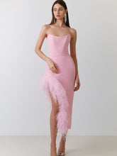 Strapless Feather Party Dress