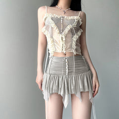 Mesh 3D Gradient Lace Suspender Top