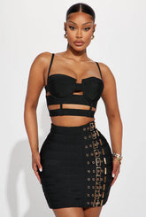 Punk Style Bandage Skirt Suspender Skirt Suit