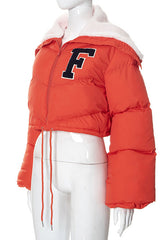 Feminism Cropped Puffer Jacket - Red