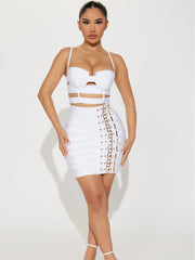 Punk Style Bandage Skirt Suspender Skirt Suit